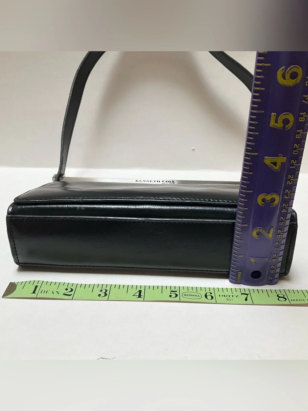 Kenneth Cole Black Mini Flap Shoulder Bag Purse Baguette Top-Frame Shoulder Bag